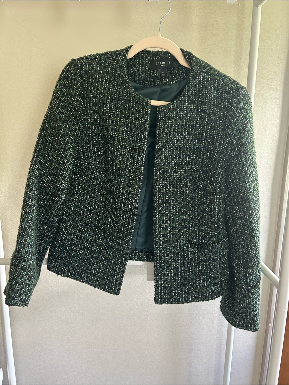 Talbots green boucle jacket size 8P